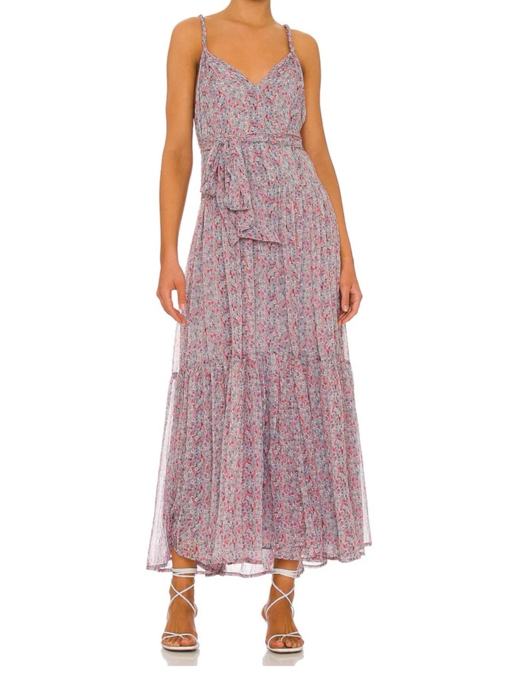 ASTR Earths Floral Maxi Dress Blue/Pink Multi Disty Pattern Medium